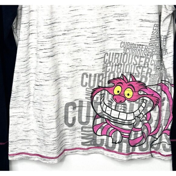 Disney Alice in Wonderland Shirt Women Medium Curiouser & Curiouser Long Sleeve - Picture 4 of 14